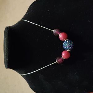 Women's Silver Tone Beaded Necklace